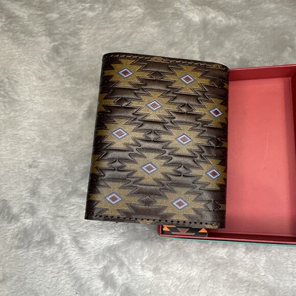 Red Dirt Hat Co Trifold Wallet Genuine Leather Southwest Aztec Embossed Design - Picture 8 of 12